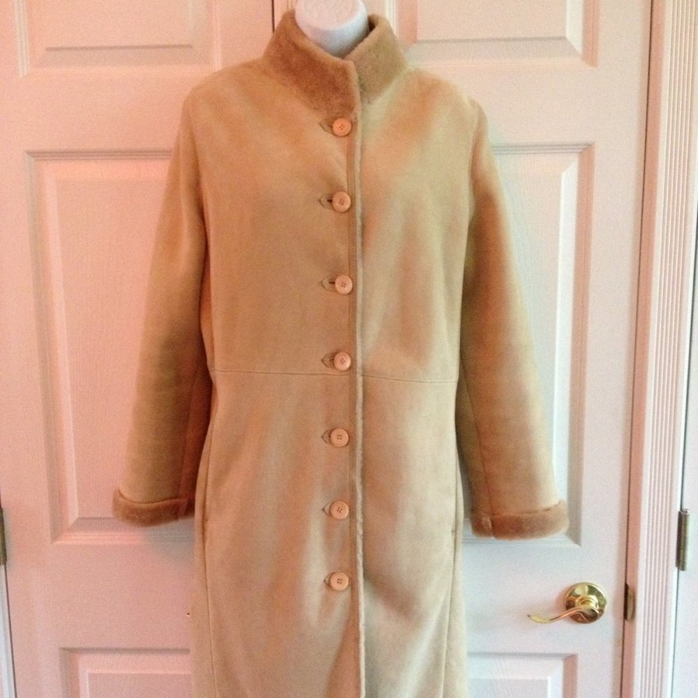 OKEA New York Camel/Tan Suede Shearling Coat S